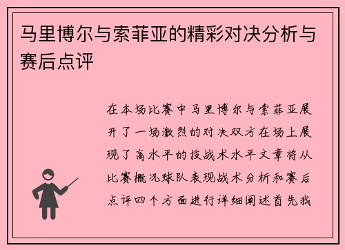 马里博尔与索菲亚的精彩对决分析与赛后点评